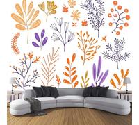 Peint Panoramique en soie Gribouillages Dessinés À La Main, Poster Geant Mural Branches Et Vignes,Papier peint mural Blanc pour Salon Chambre Chambre d'enfants restaurant Décoration Murale 350×256cm