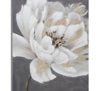 PEINT SUR TOILE FLEUR BLANCHE/OR 80x100