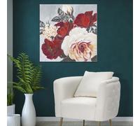 PEINT SUR TOILE FLEUR ROUGE CARRE