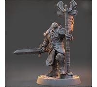 Peinta 3D - Imp. haute qualité de figurines en résine à peindre, univers The Renegades of the Iron Phoenix de chez Daybreak - Capitaine Lucien du Griffon Doré (Ech. 50mm : 74.33 x 52.16 x 92.65mm)