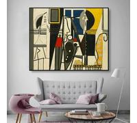 Peintre et modèle de Picasso peintures à l'huile impression toile abstraite mur art affiches impressions classique œuvre photos décoration murale 80x120 cm (31x47in) avec cadre