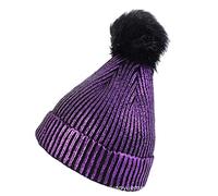 Peintres Femmes Coton Tricot Mode Chaud Unisexe Estampage Couleur Pinstrip Chapeau Chapeau Chapeau Solide Laine pour Femmes L, violet, taille unique