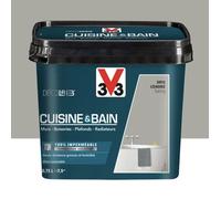 Peinture 100% imperméable Cuisine & bain V33 DécoLAB Gris cendré 0,75 L