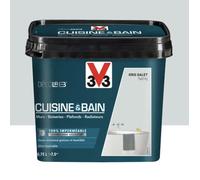 Peinture 100% imperméable Cuisine & bain V33 DécoLAB Gris galet 0,75 L