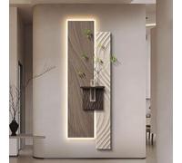 Peinture 3D décor d'art Mural, Sculpture Murale 3D Moderne Avec Fausses Plantes Et Vase Transparent, Peinture Murale avec Lumière LED, pour Salon, Chambre à Coucher(Brown,60*180cm/23.6*71in)