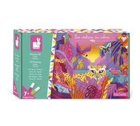 Janod - Kit créatif enfant Les Ateliers du Calme Jungle - Peinture 3D Or et Rose fluo - Dès 7 ans