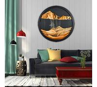 Peinture, 43,2 cm Tenture Murale Flowing Sand Moveaing Round en Bois Moving Sand Art Picture 3D Deep Sea Sandscape Wall Art pour la décoration intérieure/a