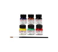 KREUL 16600 - Glass & Porcelain Classic Set de 6 pots de peinture classique pour verre et porcelaine de 20 ml avec 1 pinceau Peinture à base d’eau opaque et brillante