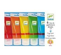Peinture à doigts - DJECO - 6 tubes - Lavable à l'eau - Pots de 75 ml