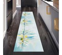 Peinture à L’Huile Abstraite Fleurs Tapis de Passage 50 x 280 cm, Art Esthétique Moderne Tapis Cuisine Antidérapant Lavable, Carpet Interieur pour Salon Chambre à Coucher Descente de lit Entree
