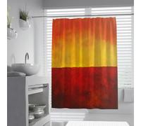 Peinture à l’huile Rideau de douche de champ couleur abstraite Orange contemporain moderne à texture dégradée rouge Tissu imperméable ensemble de rideaux de salle de bain avec crochets 180x220cm