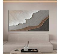 Peinture à L’Huile Toile Art Mural Créatif Moderne 3D Vagues De L’océan Art sans Cadre Peinture Faite à La Main sur Toile Fête Texture Art Mural Salon Mode Chambre Deco, 100x200cm(39.4x78.7inch)