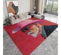 Peinture À L’Huile Vieil Homme Au Chapeau Cow-Boy Tapis de Salon 140 x 200 cm Poil Court Fin Doux Léger Résistant, Couleur Orange Tapis de Chambre Lavable pour Salle à Manger et Bureau Moquette