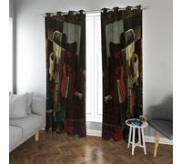 Peinture à l’Huile Vintage Style Rideaux Tuyau de Verre et Paquet de Tabac Peintures célèbres Impressions Rideaux occultants pour Cuisine Chambre Salle de Bain W132xL160cm 2 pièces