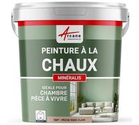 Peinture chaux naturelle : peinture, sans émanation, mineralis - 15 m² (2.5 kg en 1 couche) Pêche Rose Clair - ARCANE INDUSTRIES