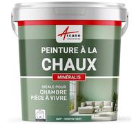 Peinture à la Chaux Intérieure Décorative - MINERALIS 30 m² Menthe Vert | Aspect Mat, sans Solvant Ni Odeur, Perméable, Murs, Ciment, Pierre, Chaux, Application à la Brosse - Arcane Industries
