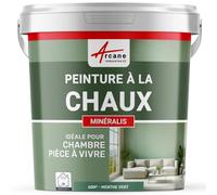 Peinture chaux naturelle : décoration intérieure sans émanation NUANCES MINERALES CHAUX Menthe Vert 60 m² (2x5 kg en 1 couche)