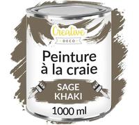 Creative Deco Peinture à la Craie Kaki Mat et Lavable 1L Pour Meuble et Bois Idéal pour Rénovation de Meubles Chalk Paint Mur Intérieur