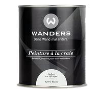Peinture à la craie Wanders Shabby Chic 750 ml - Zèbre Blanc/Gris Très Clair - Laque pour cuisine et peinture pour meubles sans ponçage. Peinture à la craie, pour bois & plus. Haute couvrance, séchage