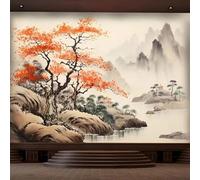 Peinture À La Main Encre De Chine Paysages Arbres Art Papier Peint 3d Moderne Soie Texturée Haut De Gamme IdéAl Pour Le Salon Et La Chambre à Coucher-430cm×300cm