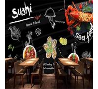 Peinture À La Main Tableau Noir Gastronomie Fruits De Mer Homard Coquilles Saint Jacques 3D Papier Peint Premium Texturé Soie Bureau Salle à Manger Salon Chambre Coucher Canapé TV Mur-150cm×105cm