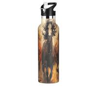 Peinture à L'aquarelle Chevaux En Cours D'exéCution Bouteille d'eau pour Enfants en Acier Inoxydable,Gobelet Isotherme Sous Vide pour Filles Garçons
