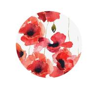 Peinture à l'aquarelle, Coquelicot Rouge, aimants de réfrigérateur en Acrylique, Autocollants pour Tableau Blanc, aimants pour décoration de Cuisine et de Meubles,Forme Ronde