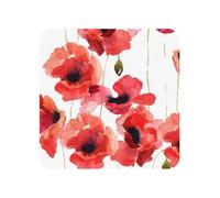 Peinture à l'aquarelle, Coquelicot Rouge, aimants de réfrigérateur en Acrylique, Autocollants pour Tableau Blanc, aimants pour décoration de Cuisine et de Meubles,Carré