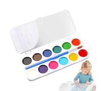 Peinture À L'aquarelle - Ensemble De Peinture À L'eau Sûre Pour , Assortiment De Casseroles À Pigments Vifs Avec Pinceau, Plateau D'accessoires À Coque Rigide En PP Réutilisable - Pour Filles E