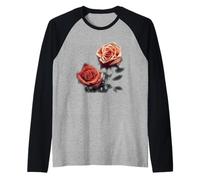 Peinture à l'aquarelle vintage de fleurs de roses Manche Raglan