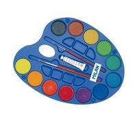 Peinture À L'eau 12 Couleurs Palette Avec 2 Pinceaux Tube De Peinture Blanche