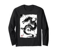 Peinture à l'encre Dragon Japonais Sumi-e Dark Art Manche Longue