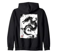 Peinture à l'encre Dragon Japonais Sumi-e Dark Art Sweat à Capuche
