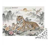 Peinture à l'encre d'un Tigre Puzzle 1000 Pièces Adultes Et Enfants,Dès 14 Ans,Déco Murale,Défi,Jeu Éducatif,Premium,Carton, Anti-Stress,Détente,Casse-tête 52x38cm
