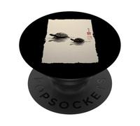 Peinture à l'encre Japonaise Tortues Zen Vintage Cadeau pour Amoureux de Tortues PopSockets PopGrip Adhésif