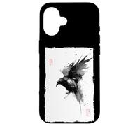 Peinture à l'encre Sumie Japonaise Vintage Gothique Corbeau Corbeau Coque pour iPhone 16