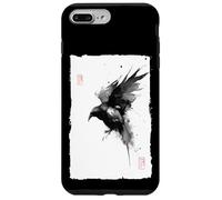 Peinture à l'encre Sumie Japonaise Vintage Gothique Corbeau Corbeau Coque pour iPhone 7 Plus/8 Plus