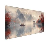 Peinture à L'Encre Tapis de Souris XXL 60x30cm, Tapis Souris Paysage Sous Main Bureau avec Bords Cousus, Imperméable Mouse Pad Base en Caoutchouc Antidérapant Surface pour Gamer, PC, Cadeau -lsy2603ZL