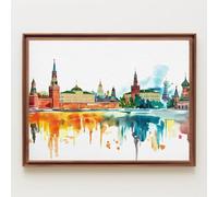 Peinture à l'huile abstraite à l'aquarelle représentant une ville, affiches et impressions de la Place Rouge, grande toile murale, décoration intérieure, fresque encadrée (20 x 30 cm/sans cadre)