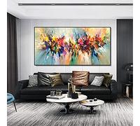 Peinture À L'huile Abstraite Paysage Peintures Sur Toile Grande Taille Coloré Mur Art Photos Pour Salon Décoration De La Maison 80x160cm/(31x63inch) avec-cadre-noir