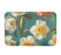 Peinture à l'huile avec marguerites blanches - Étui de rangement portable en cuir pour bijoux de voyage pour femmes et filles - Cadeaux personnalisés