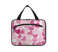 Peinture à l'huile avec rose Valentine Love Trousse de toilette à suspendre pour homme avec crochet, trousse de maquillage imperméable pour papa, gym, estuche para brochas maquillaje L