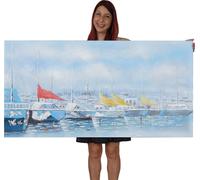 Tableau Mendler Peinture à huile peint à la main à 100% toile de décoration murale XL 140x70cm