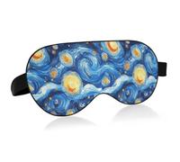 Peinture à l'huile bleue et jaune ciel étoilé Voyage Essential Blackout Eye Covers with Elastic Adjustable Band Blackout Skin Care Eye Mask Travel