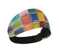 Peinture à l'huile colorée avec motif bloc de verre antidérapant ? Bandeau épais extensible pour la course à pied, le sport, le lavage du visage, les entraînements diadémiques deportivas para mujer