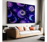Peinture à l'huile Corps Célestes Fantastiques Affiche Toile Art Mural Peinture, Tableau sur Toile Lune Violette Féerique pour Décoration de Salon Décoration d'intérieur 120 x 60 cm (L x l) Sans Cadre