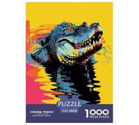Peinture à l'huile Crocodile Puzzles 1000 Pièces Cadeau Unique Jeu Éduchatif Défi Jouet À De Qualité Supérieure Peinture Art pour Adultes Et Enfants 38x26cm/1000pcs