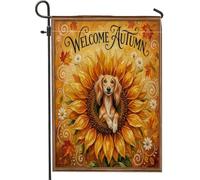 Peinture à l'huile d'automne Saluki Dog Front Yard Backyard Vertical Garden Drapeaux 30,5 x 45,7 cm Double face pour l'extérieur, tournesol d'automne Feuille d'érable Petits drapeaux de pelouse
