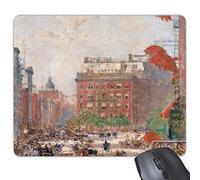 Peinture à l'huile de construction de route du marché européen Illustration Motif rectangle en caoutchouc antidérapant Tapis de souris de jeu de souris Cadeau