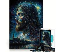 Peinture à l'huile de Jésus Puzzle Difficile de 1000 pièces pour Adultes Jeu de mémoire et de détente Assemblage Facile Cadeau Artistique (38x52cm)